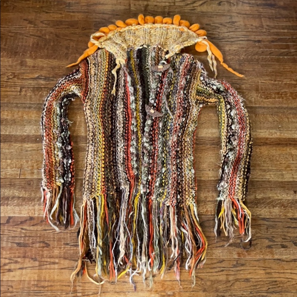 handmade funky bohemian knit sweater fiber art!